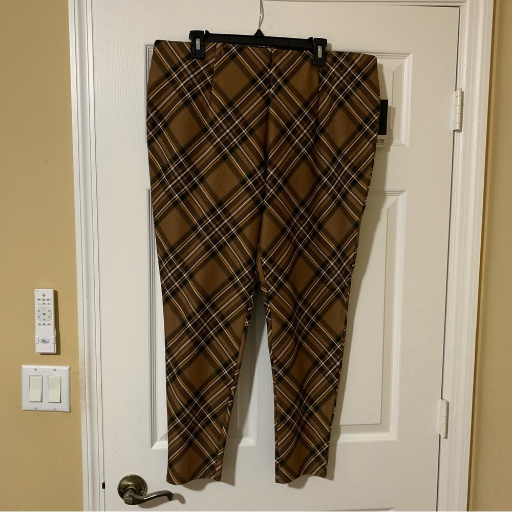 Slim Factor by Investments Brown Plaid Women’s Legging Size XL Casual Fall